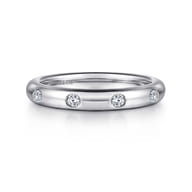 Modena - 14K White Gold Flush Set Diamond Eternity Band