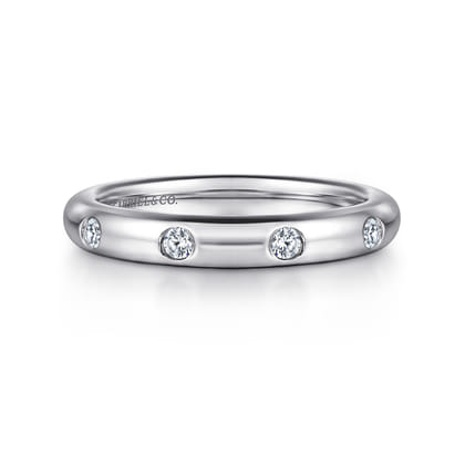 Modena - 14K White Gold Flush Set Diamond Eternity Band