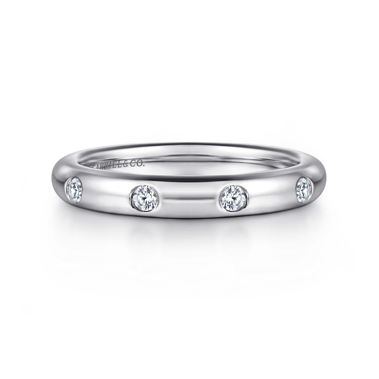 Eternity Band Wedding Ring in 14k White Gold with Round Natural Diamond at Gabriel & Co. - Shot 1