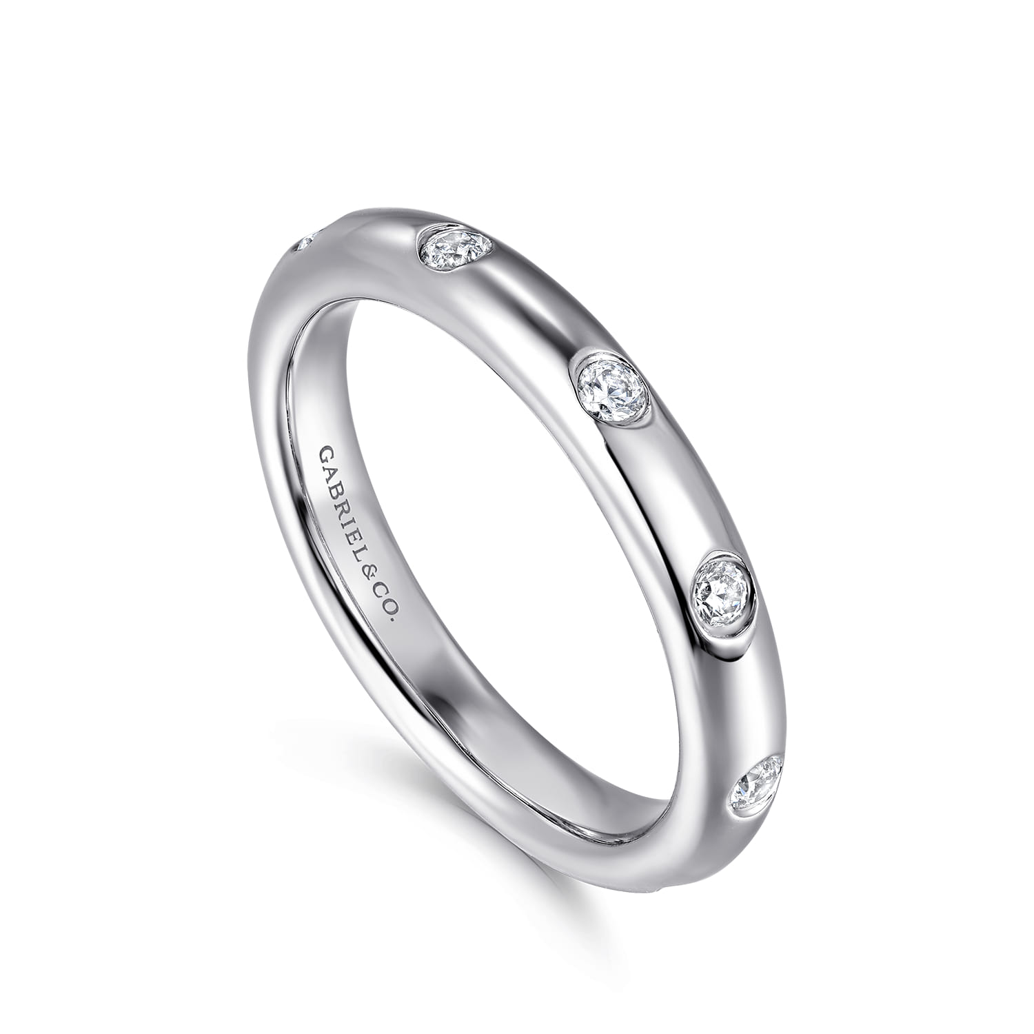 Eternity Band Wedding Ring in 14k White Gold with Round Natural Diamond at Gabriel & Co. - Shot 3