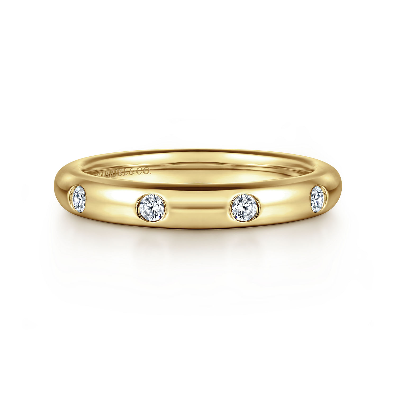 Modena - 14K Yellow Gold Burnish Set Diamond Eternity Band