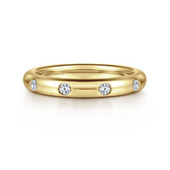 14K Yellow Gold Burnish Set Diamond Eternity Band