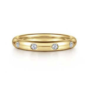 Modena - 14K Yellow Gold Burnish Set Diamond Eternity Band