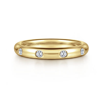 Modena - 14K Yellow Gold Burnish Set Diamond Eternity Band