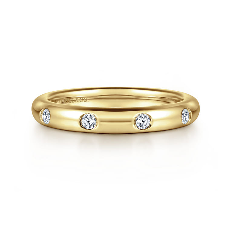Eternity Band Wedding Ring in 14k Yellow Gold with Round Natural Diamond at Gabriel & Co. - Shot 1