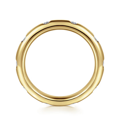 Modena - 14K Yellow Gold Burnish Set Diamond Eternity Band