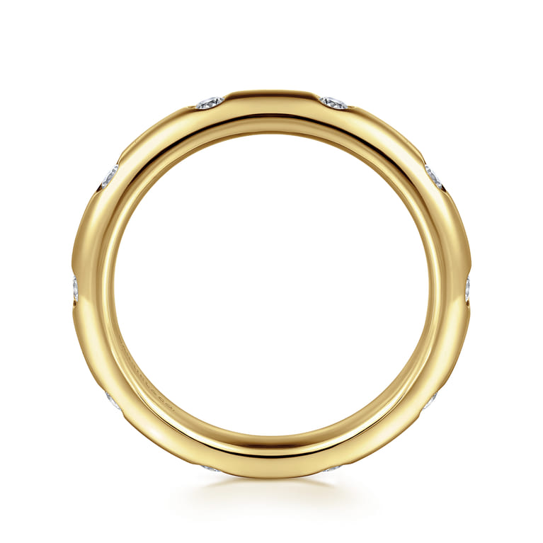 Eternity Band Wedding Ring in 14k Yellow Gold with Round Natural Diamond at Gabriel & Co. - Shot 2