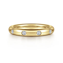 Modena - 14K Yellow Gold Burnish Set Diamond Eternity Band