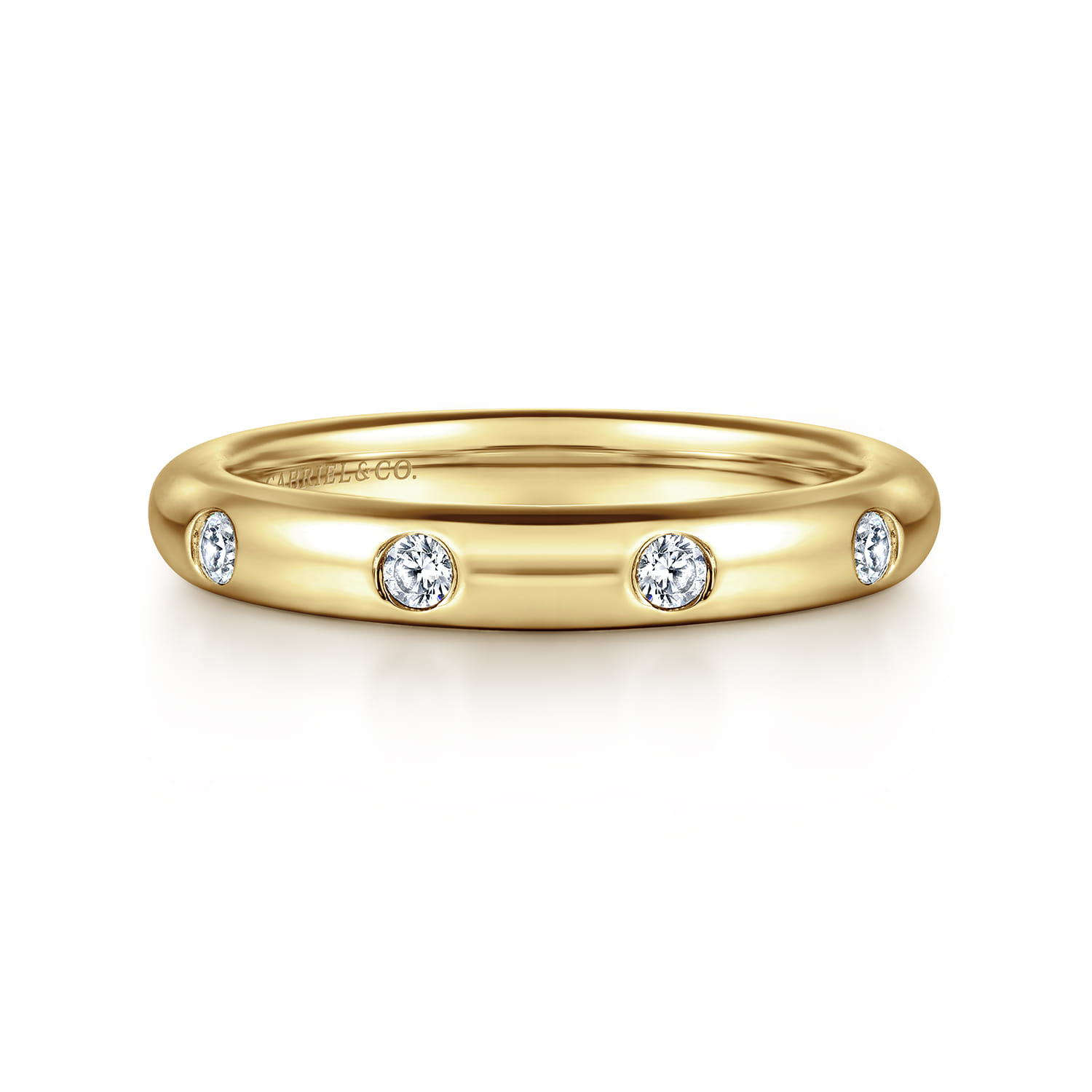Eternity Band Wedding Ring in 14k Yellow Gold with Round Natural Diamond at Gabriel & Co. - Shot 1