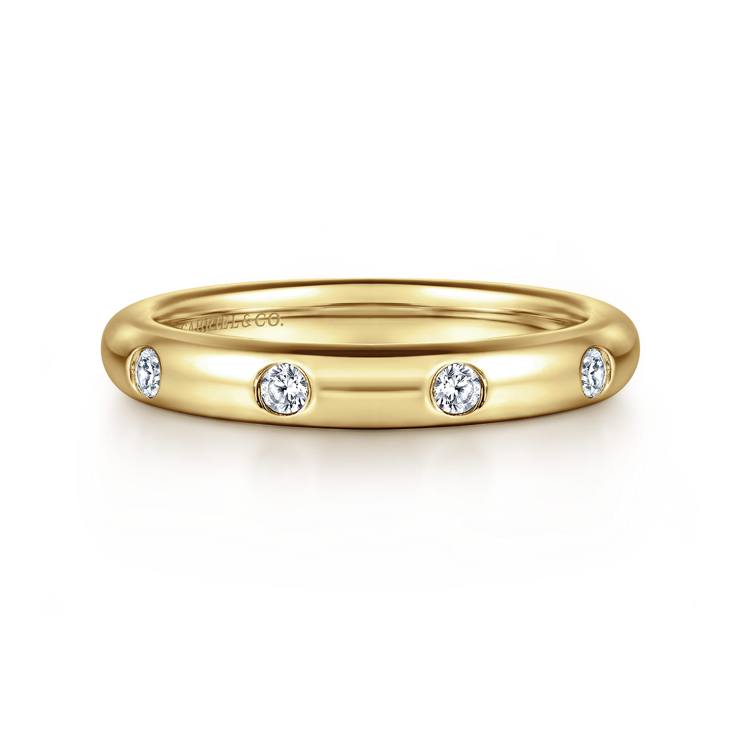 Eternity Band Wedding Ring in 14k Yellow Gold with Round Natural Diamond at Gabriel & Co. - Shot 1