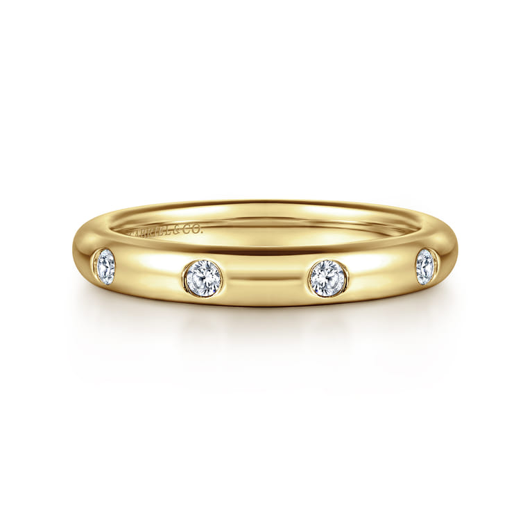 Eternity Band Wedding Ring in 14k Yellow Gold with Round Natural Diamond at Gabriel & Co. - Shot 1