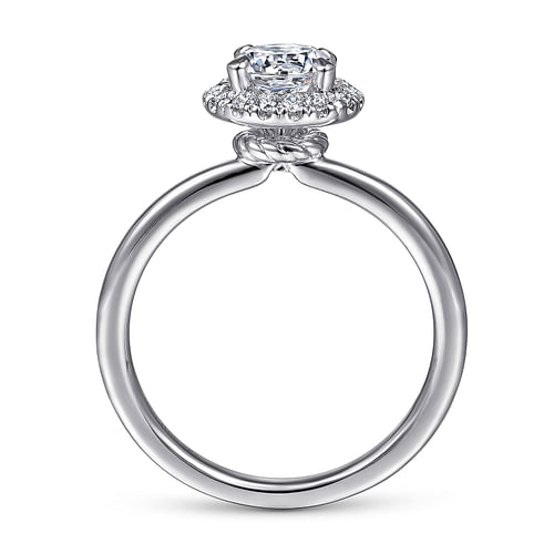 Moira - 14K White Gold Round Halo Diamond Engagement Ring - 0.11 ct - Shot 2