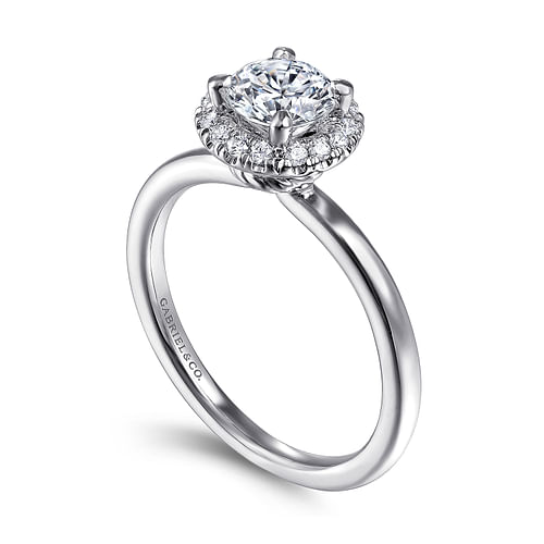 Moira - 14K White Gold Round Halo Diamond Engagement Ring - 0.11 ct - Shot 3