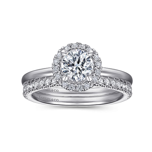 Moira - 14K White Gold Round Halo Diamond Engagement Ring - 0.11 ct - Shot 4