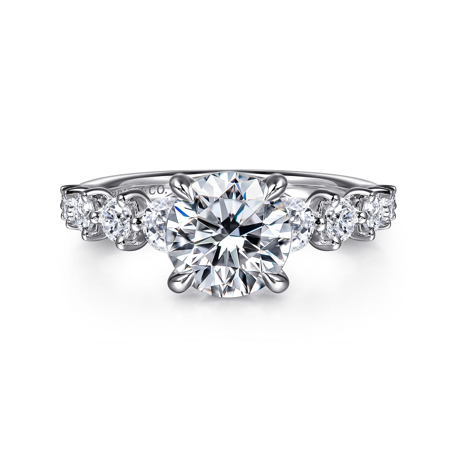Monah - 14K White Gold Round Diamond Engagement Ring