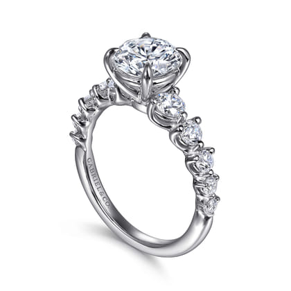 Monah - 14K White Gold Round Diamond Engagement Ring