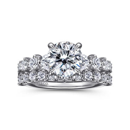 Monah - 14K White Gold Round Diamond Engagement Ring