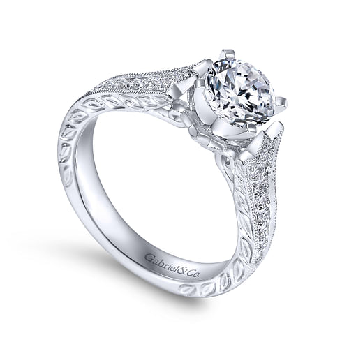 Monica - 14K White Gold Round Diamond Engagement Ring - 0.25 ct - Shot 3