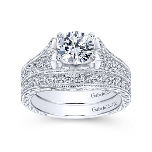 Monica - 14K White Gold Round Diamond Engagement Ring - 0.25 ct - Shot 4