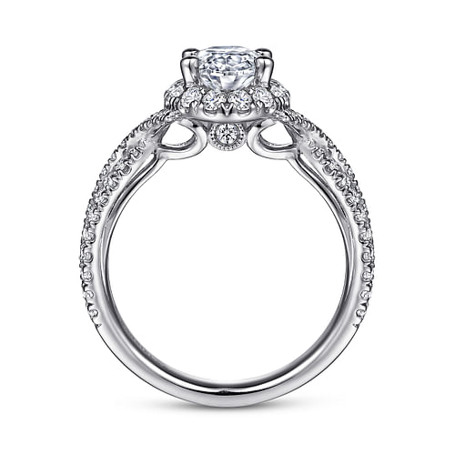 Monique - 14K White Gold Oval Halo Diamond Engagement Ring - 0.68 ct - Shot 2