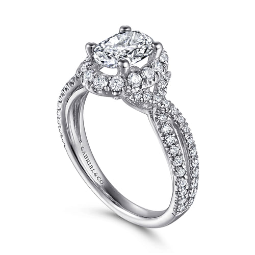 Monique - 14K White Gold Oval Halo Diamond Engagement Ring - 0.68 ct - Shot 3