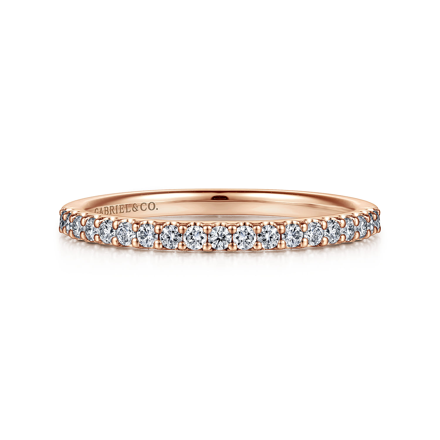 Straight Wedding Ring in 14k Rose Gold with Round Natural Diamond at Gabriel & Co. - Shot 1