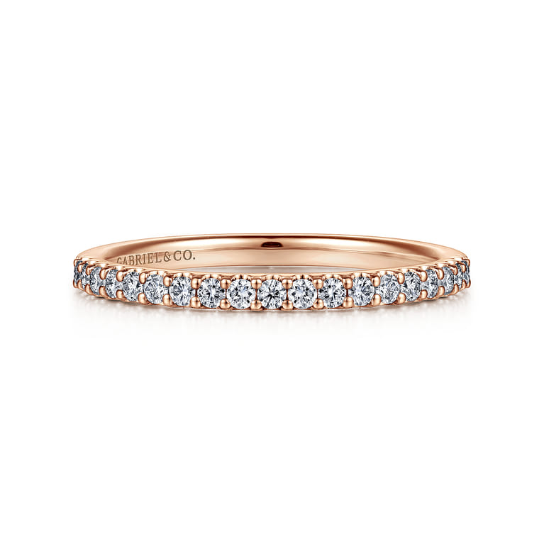 Straight Wedding Ring in 14k Rose Gold with Round Natural Diamond at Gabriel & Co. - Shot 1