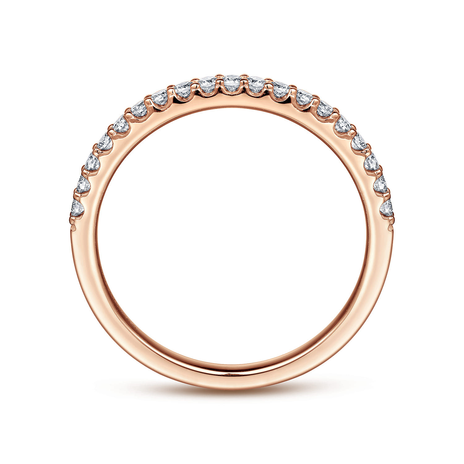 Straight Wedding Ring in 14k Rose Gold with Round Natural Diamond at Gabriel & Co. - Shot 2