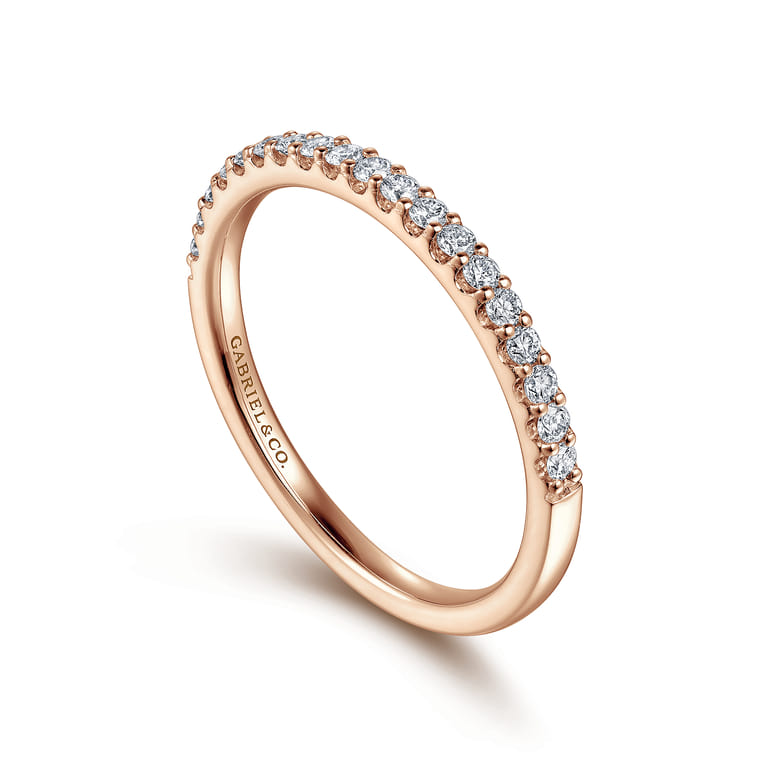 Straight Wedding Ring in 14k Rose Gold with Round Natural Diamond at Gabriel & Co. - Shot 3