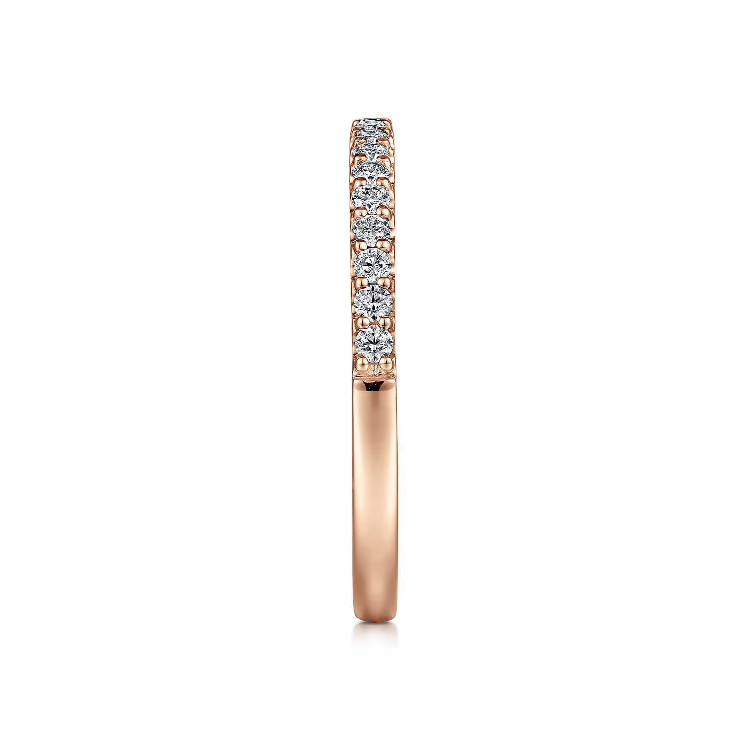 Straight Wedding Ring in 14k Rose Gold with Round Natural Diamond at Gabriel & Co. - Shot 4