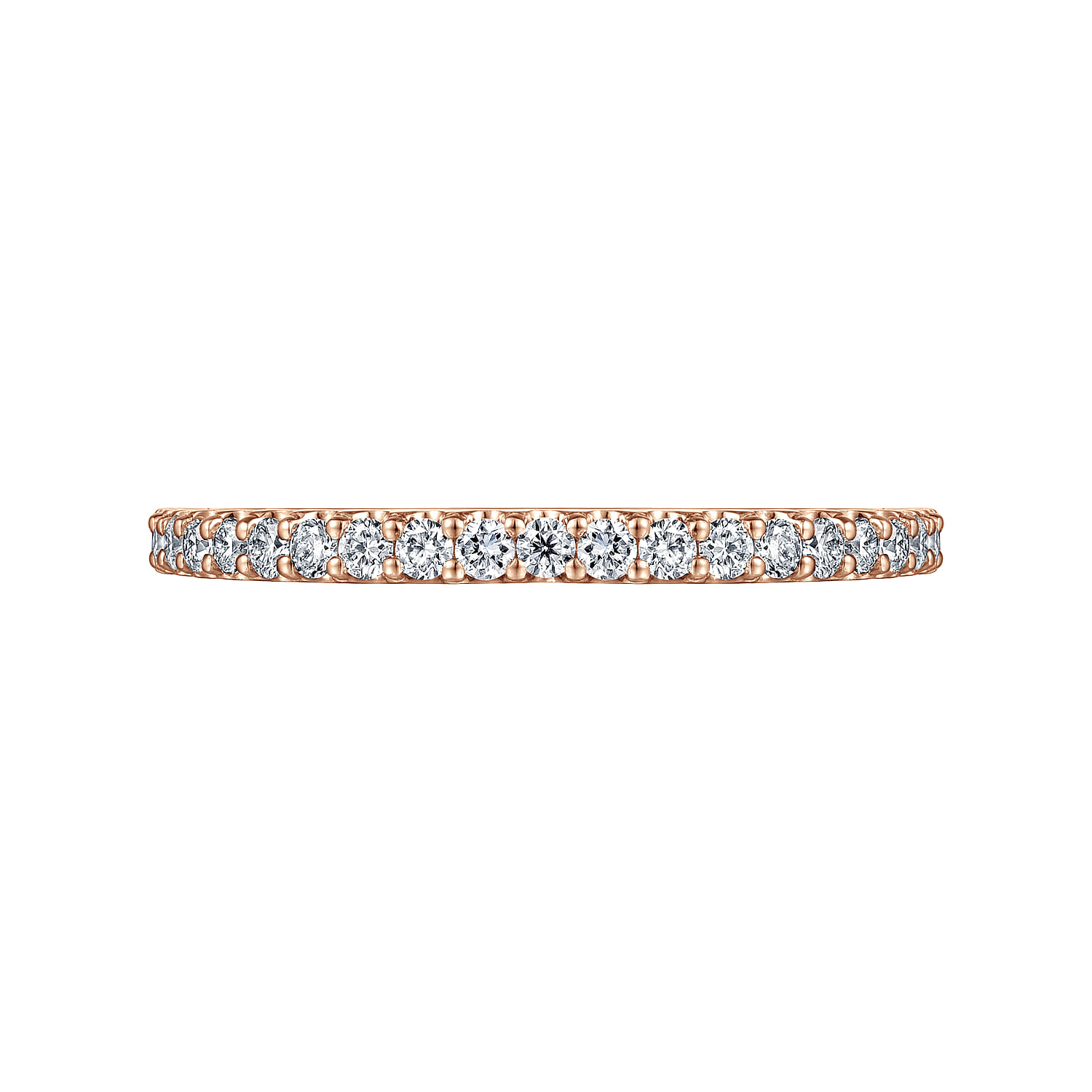 Straight Wedding Ring in 14k Rose Gold with Round Natural Diamond at Gabriel & Co. - Shot 6