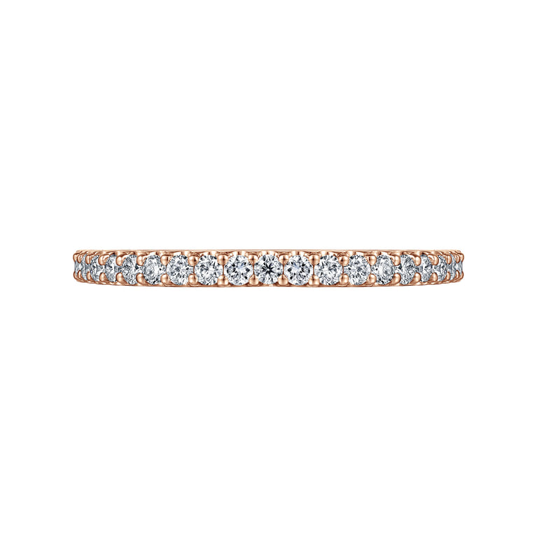 Straight Wedding Ring in 14k Rose Gold with Round Natural Diamond at Gabriel & Co. - Shot 6