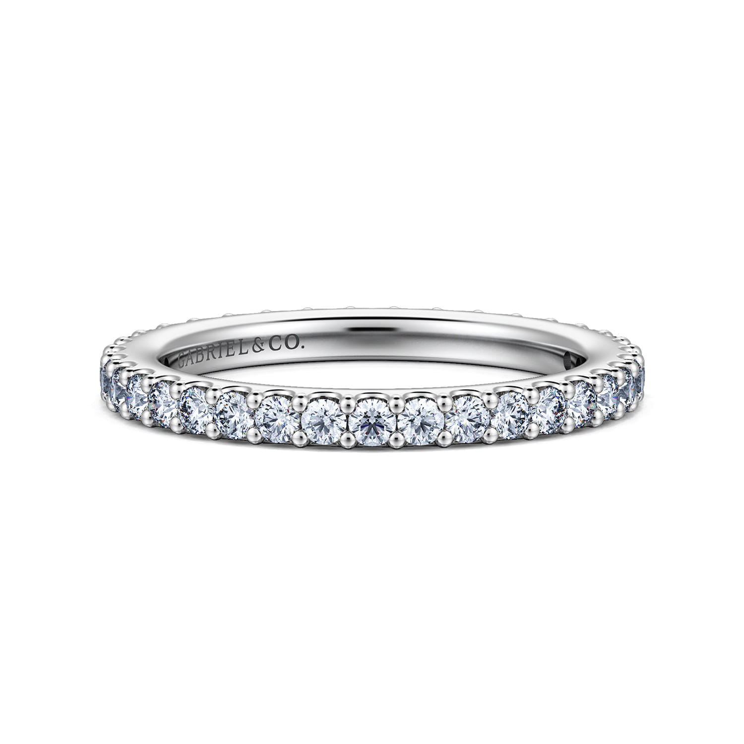 Eternity Band Wedding Ring in 14k White Gold with Round Natural Diamond at Gabriel & Co. - Shot 1