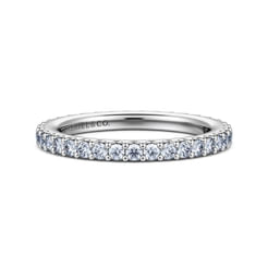 14K White Gold French Pavé Set Diamond Eternity Band