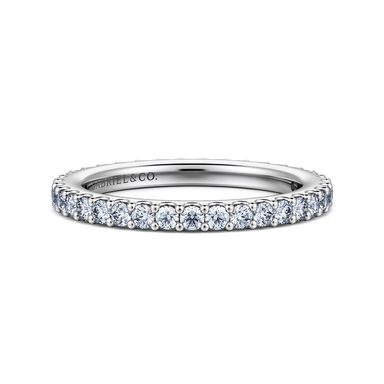 Eternity Band Wedding Ring in 14k White Gold with Round Natural Diamond at Gabriel & Co. - Shot 1