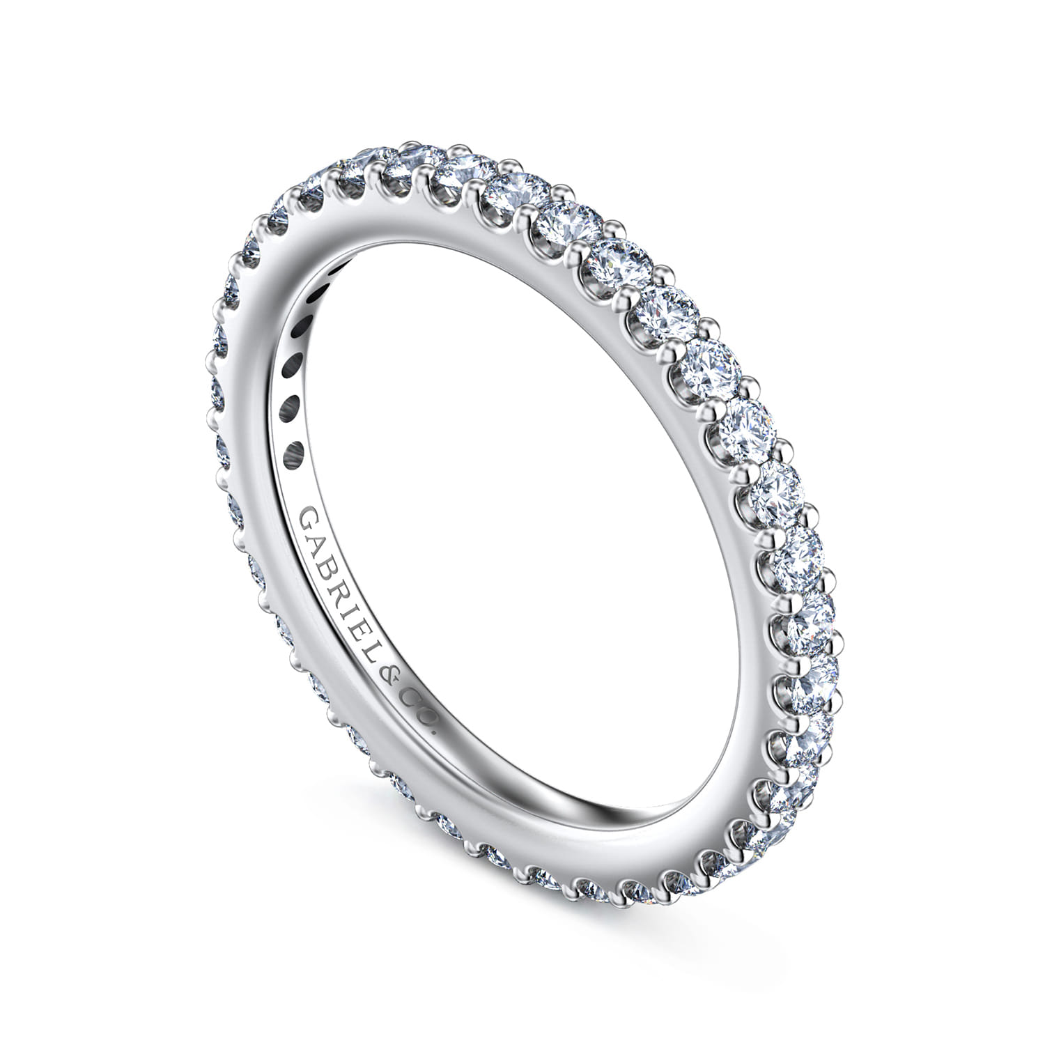 Eternity Band Wedding Ring in 14k White Gold with Round Natural Diamond at Gabriel & Co. - Shot 3
