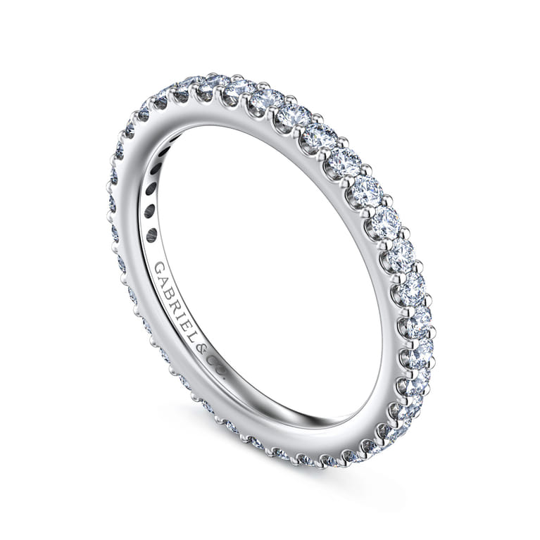 Eternity Band Wedding Ring in 14k White Gold with Round Natural Diamond at Gabriel & Co. - Shot 3