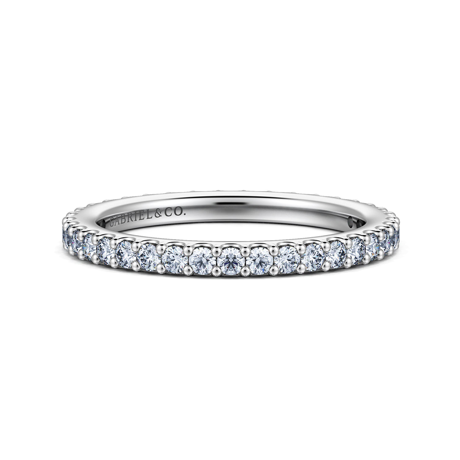 Eternity Band Wedding Ring in 14k White Gold with Round Natural Diamond at Gabriel & Co. - Shot 1