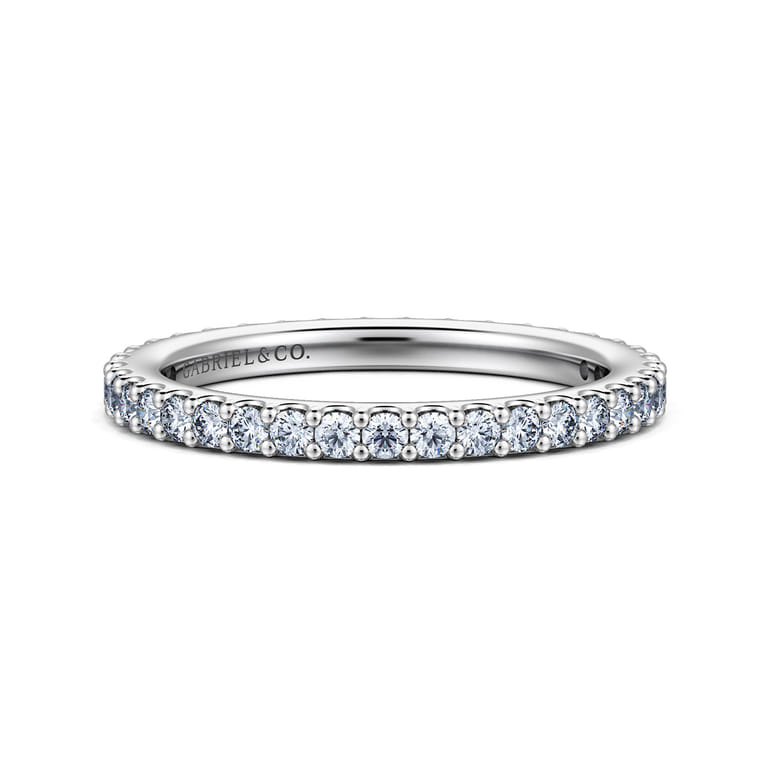 Eternity Band Wedding Ring in 14k White Gold with Round Natural Diamond at Gabriel & Co. - Shot 1