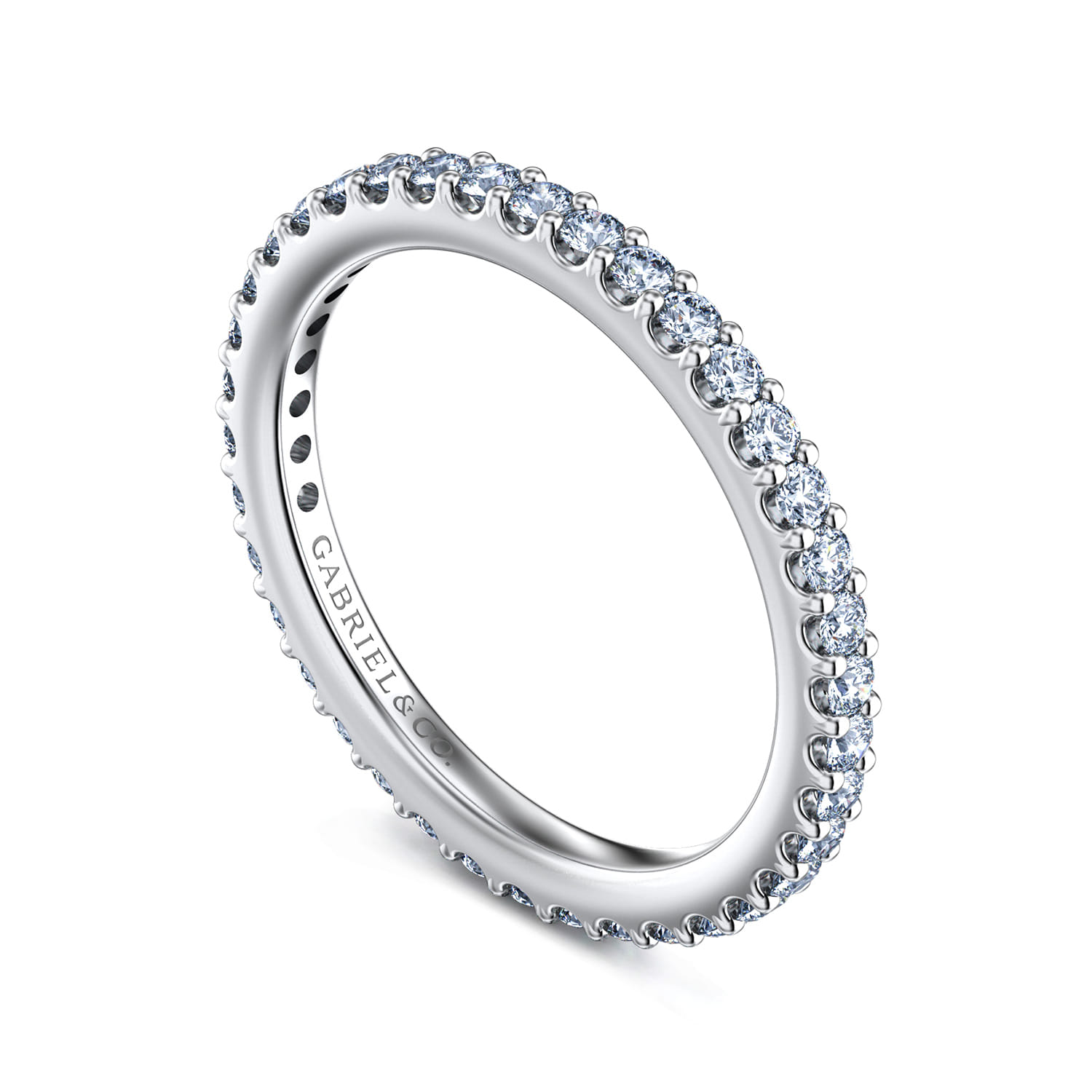 Eternity Band Wedding Ring in 14k White Gold with Round Natural Diamond at Gabriel & Co. - Shot 3