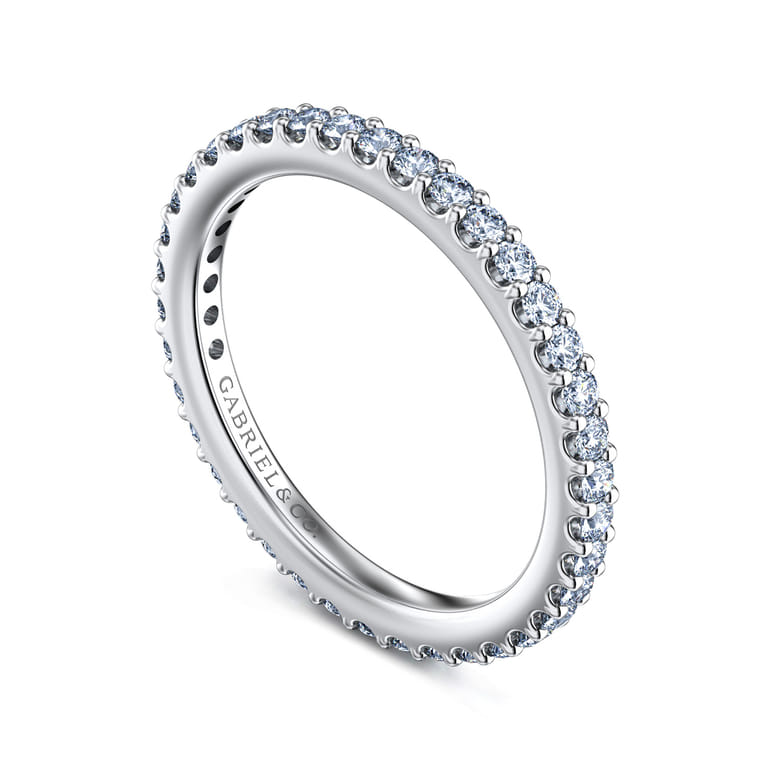 Eternity Band Wedding Ring in 14k White Gold with Round Natural Diamond at Gabriel & Co. - Shot 3