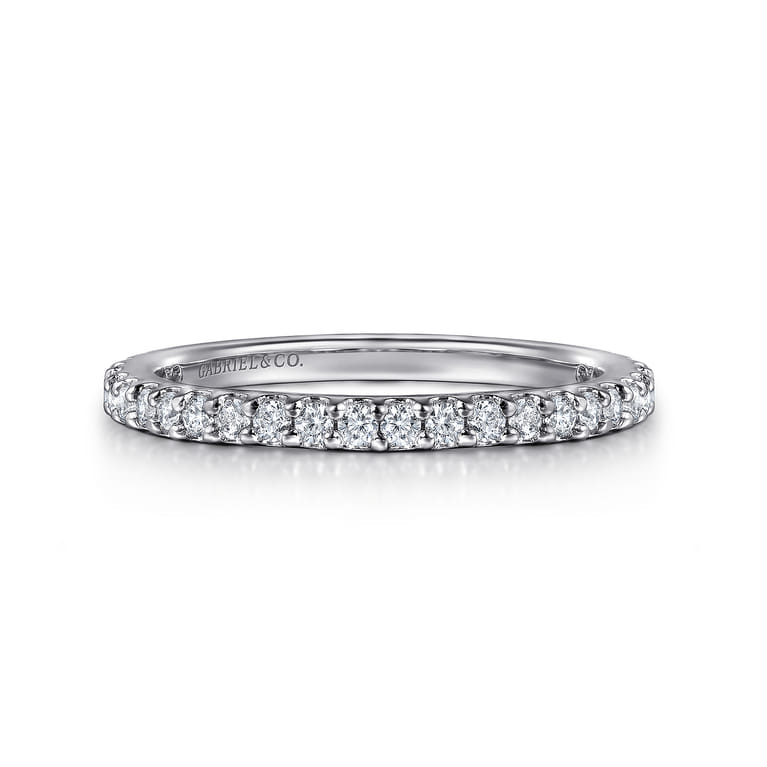 Eternity Band Wedding Ring in 14k White Gold with Round Natural Diamond at Gabriel & Co. - Shot 1