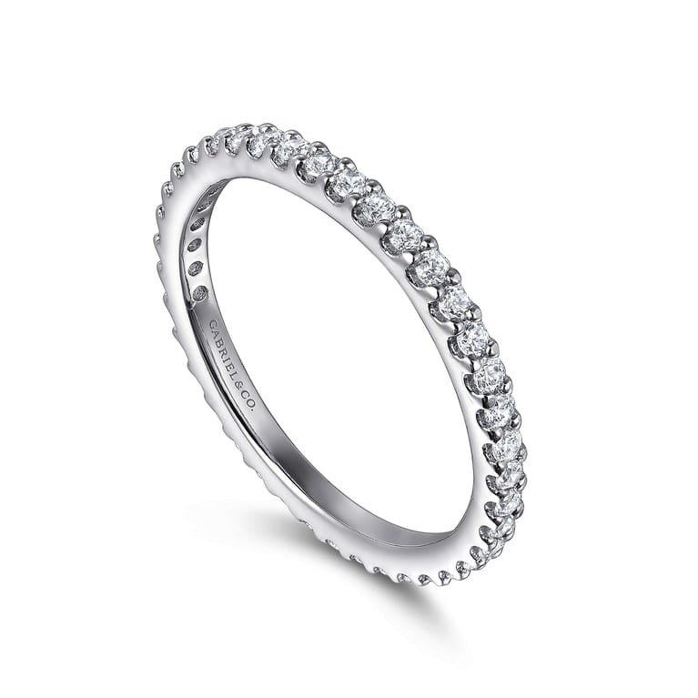 Eternity Band Wedding Ring in 14k White Gold with Round Natural Diamond at Gabriel & Co. - Shot 3