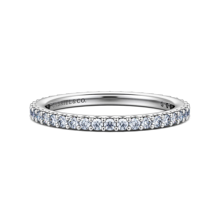 Eternity Band Wedding Ring in 14k White Gold with Round Natural Diamond at Gabriel & Co. - Shot 1