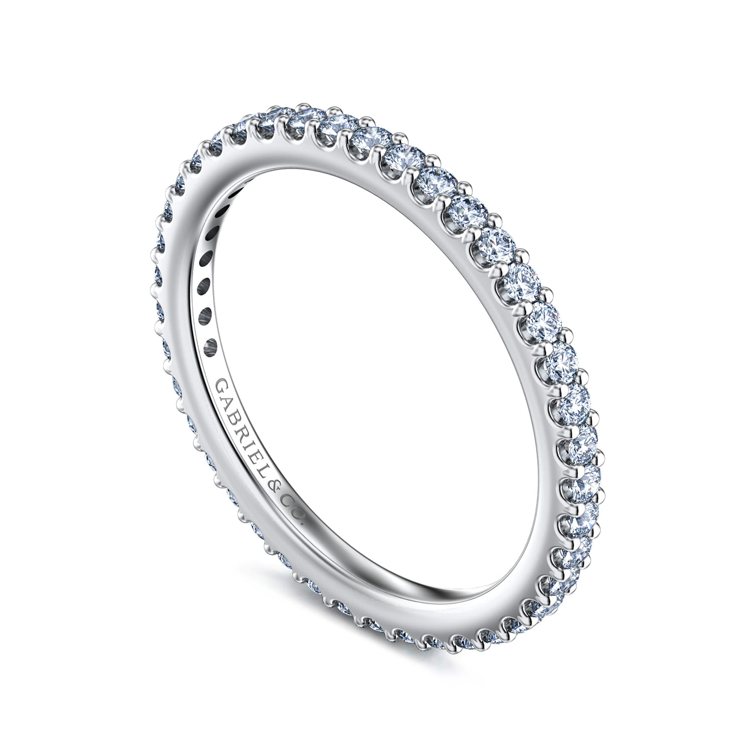Eternity Band Wedding Ring in 14k White Gold with Round Natural Diamond at Gabriel & Co. - Shot 3