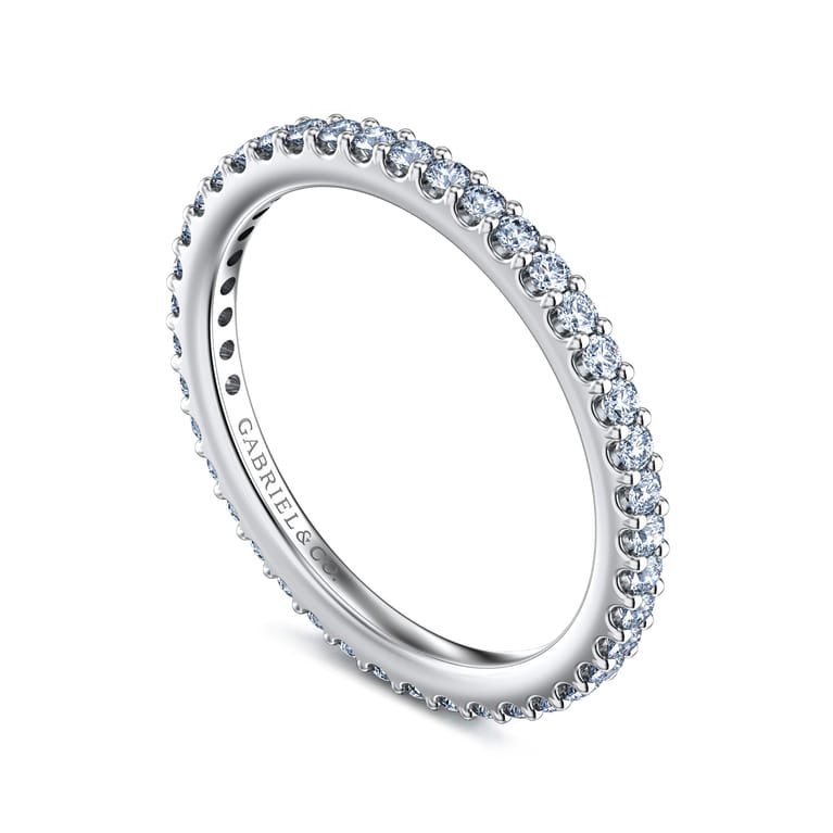 Eternity Band Wedding Ring in 14k White Gold with Round Natural Diamond at Gabriel & Co. - Shot 3