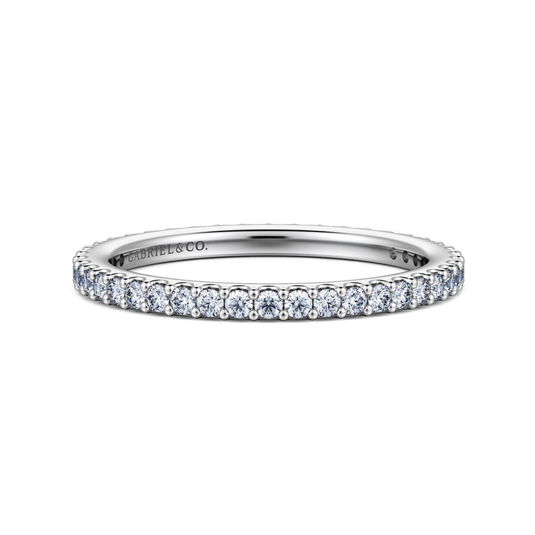 Eternity Band Wedding Ring in 14k White Gold with Round Natural Diamond at Gabriel & Co. - Shot 1