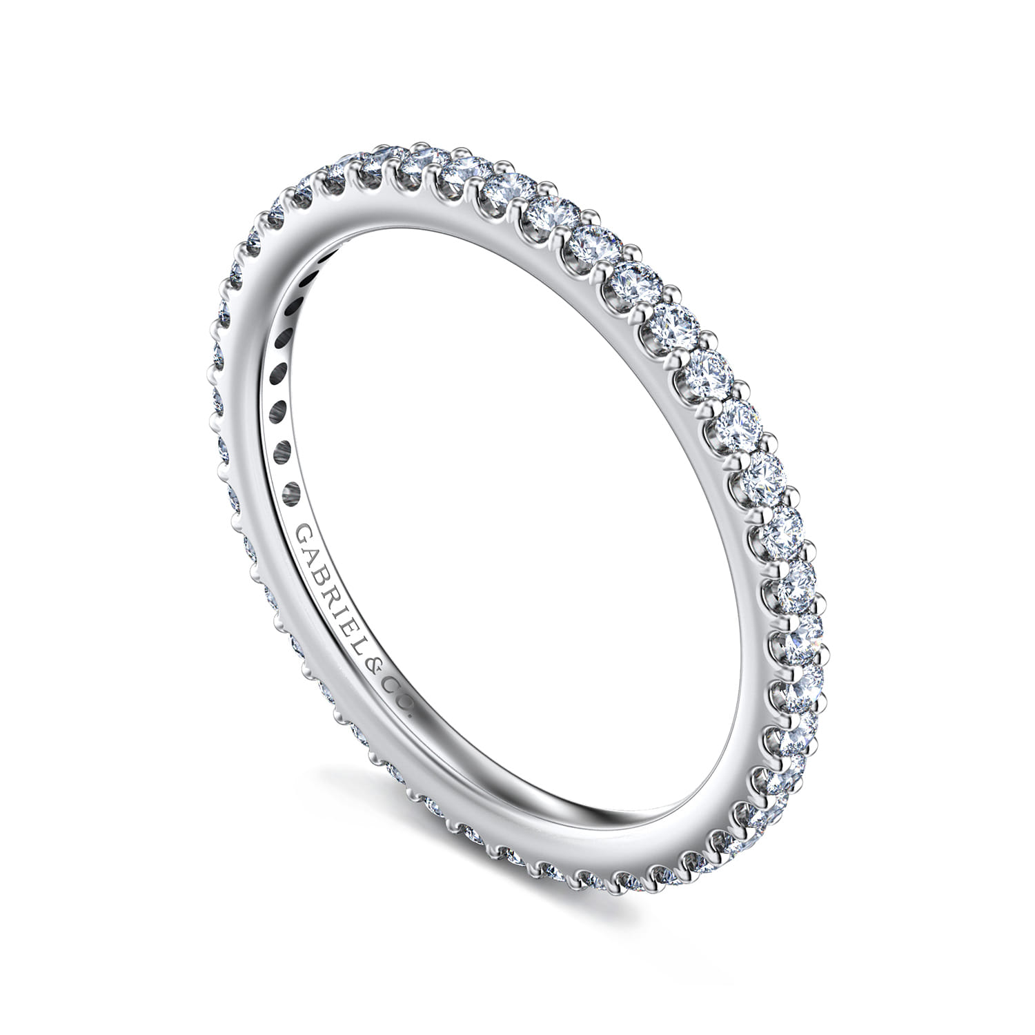 Eternity Band Wedding Ring in 14k White Gold with Round Natural Diamond at Gabriel & Co. - Shot 3