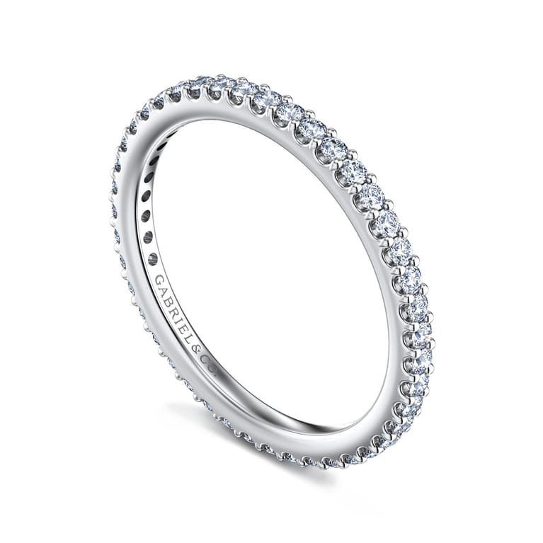 Eternity Band Wedding Ring in 14k White Gold with Round Natural Diamond at Gabriel & Co. - Shot 3