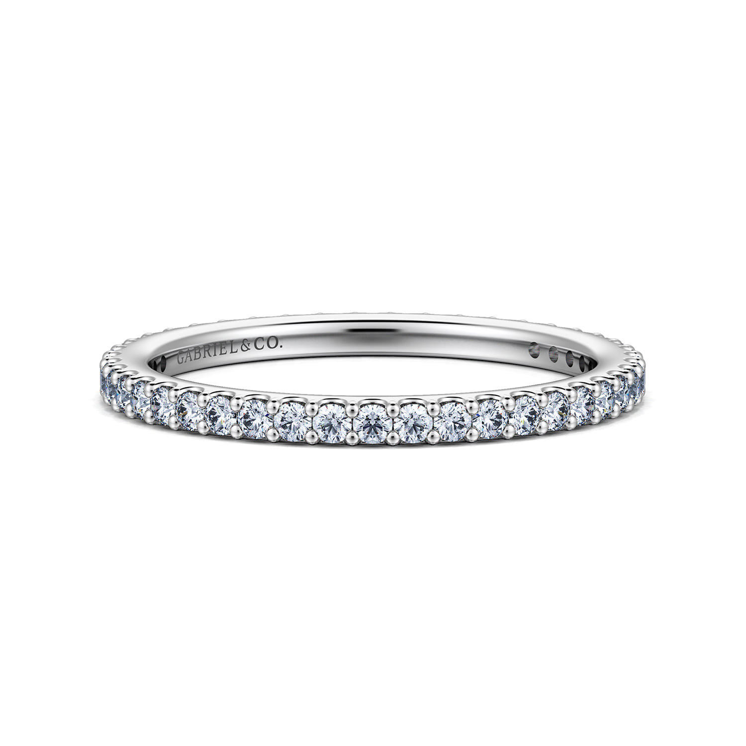 Eternity Band Wedding Ring in 14k White Gold with Round Natural Diamond at Gabriel & Co. - Shot 1